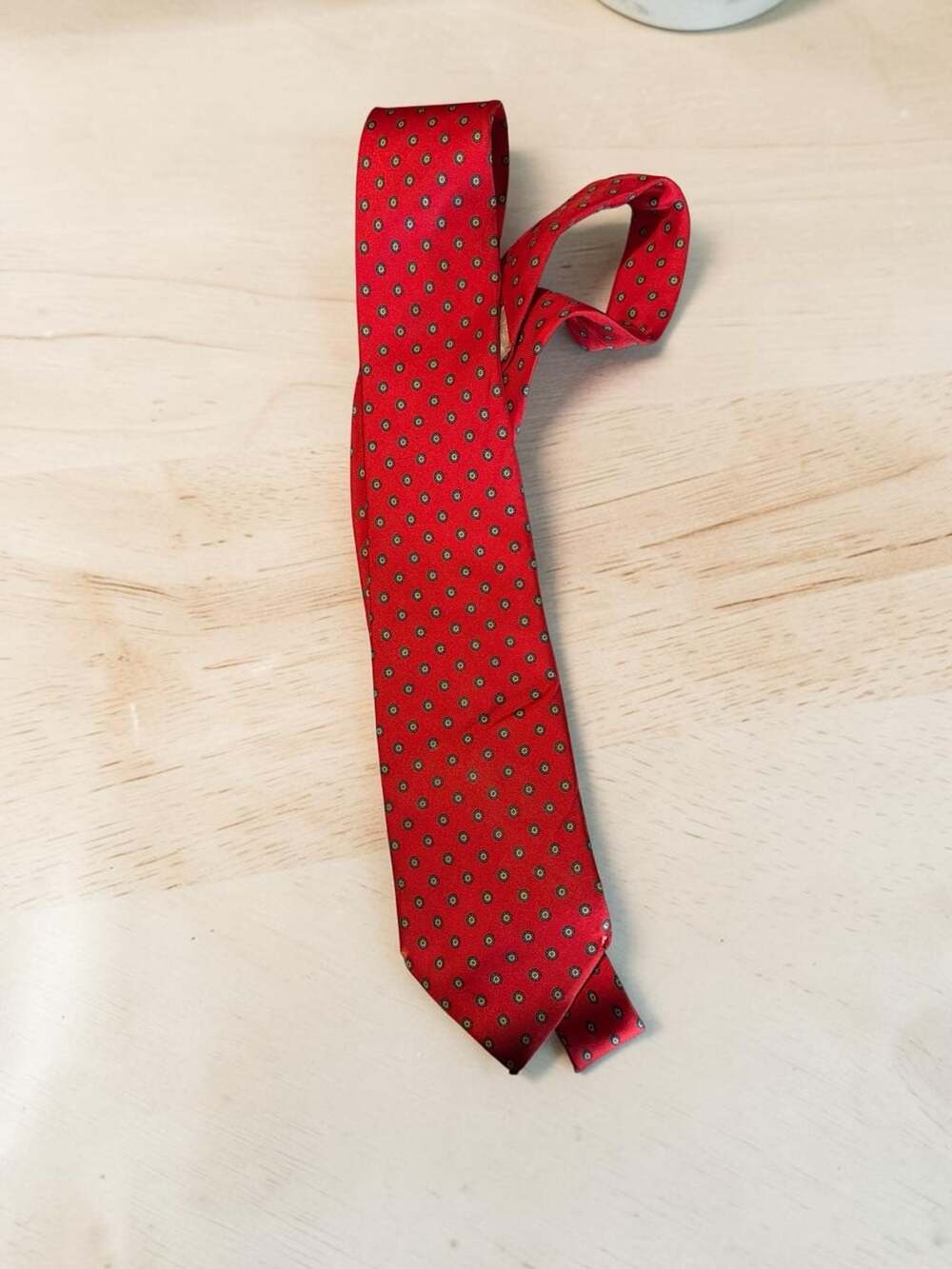 Christian Dior Vintage All Silk Medallion Print Necktie Red